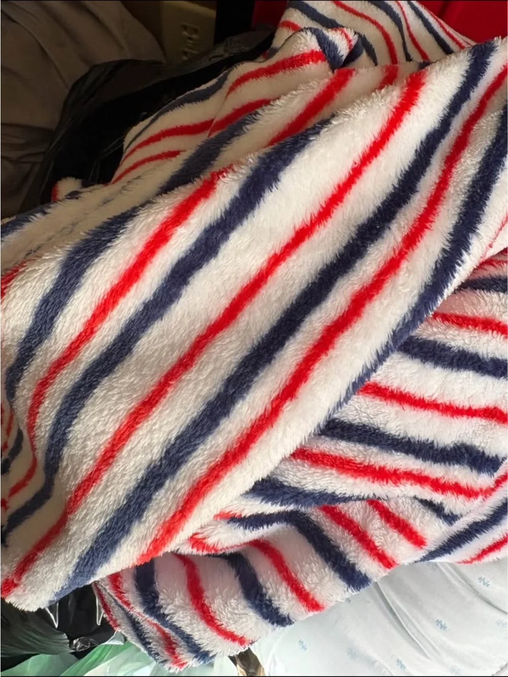 Izod Navy, White & Red Striped Comforter with throw